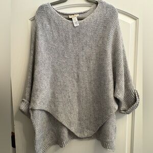 Elegant Gray Women's Poncho Sweater